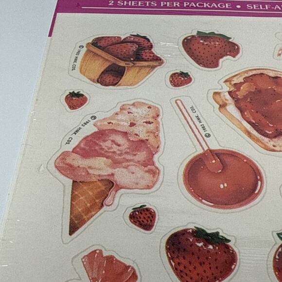 MINT NOS 1983 Hallmark Scratch ’N Sniff Stickers - Strawberry Scent/Theme - Picture 6 of 14